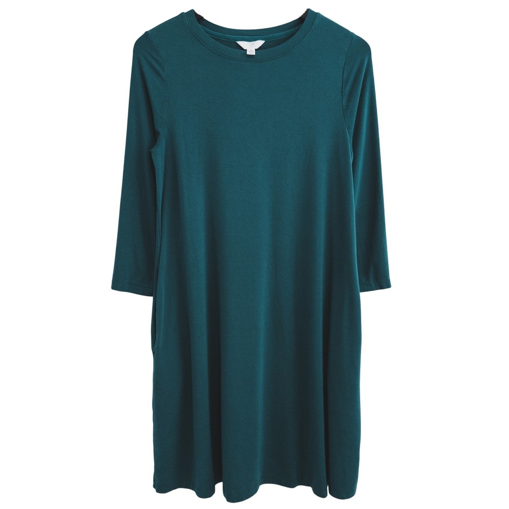 Time and Tru T-Shirt Dress‎ Womens Medium Teal Minimalist Modest Knit Dress